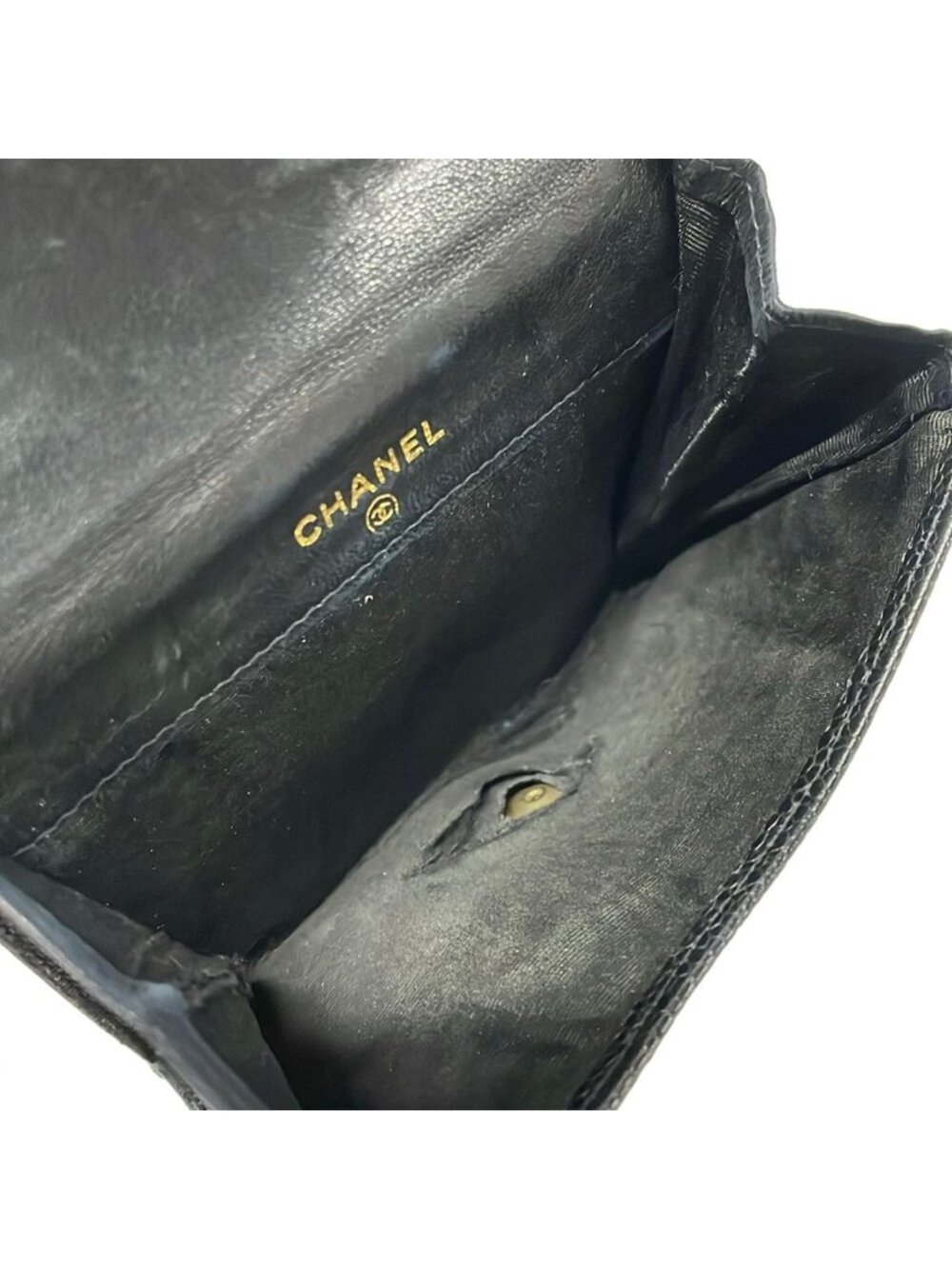 ★SOLD★ Chanel Hook Wallet Black CC Logo Gold - Picture 4 of 8